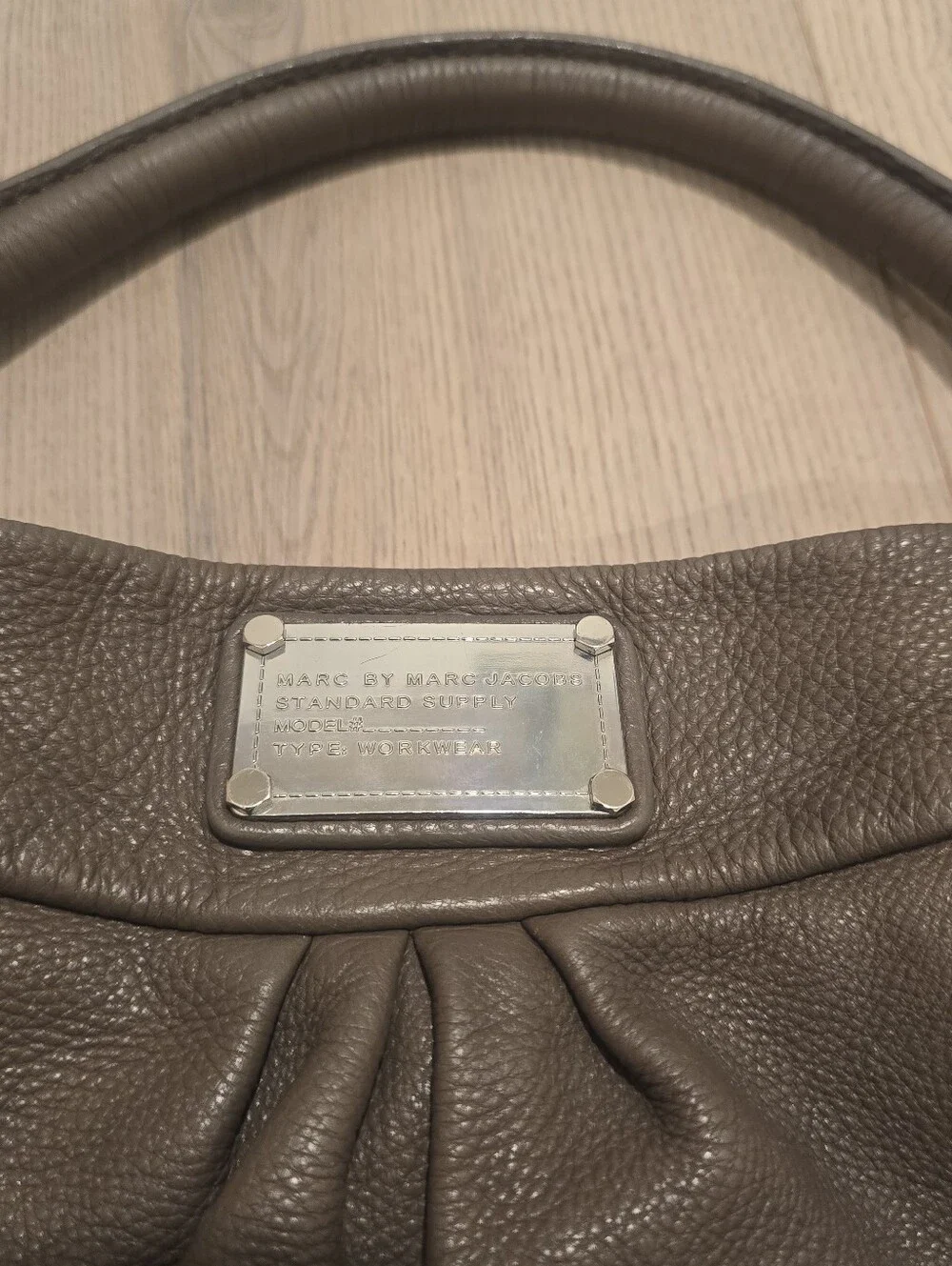 Marc by Marc Jacobs Taupe Pebbled Leather Hobo Shoulder Bag